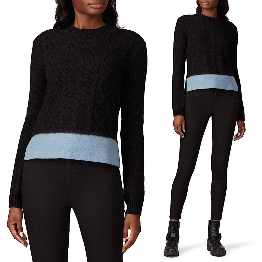 MARNI Silk Virgin Wool Cable Knit Colorblock Stripe Crewneck Cropped Sweater‎ XS